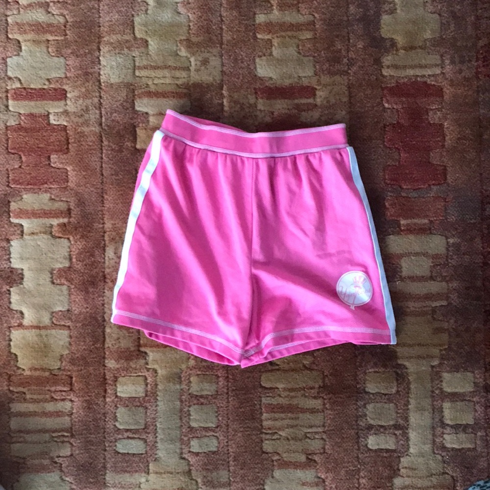 Pink yankee workout shorts